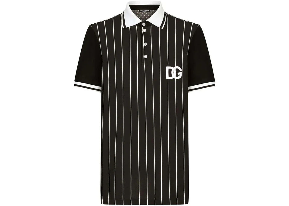 Dolce & Gabbana DG Patch Shorts-Sleeved Polo Black/White