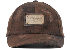 Dolce & Gabbana Distressed Logo Plaque Cap Brown