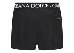 Dolce & Gabbana Logo Band Swim Shorts Black/White