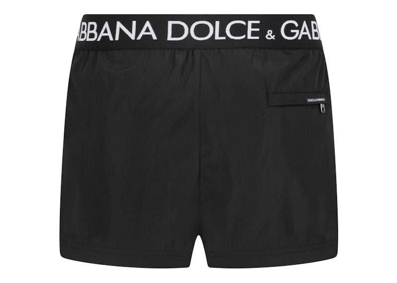 Dolce & Gabbana Logo Band Swim Shorts Black/White
