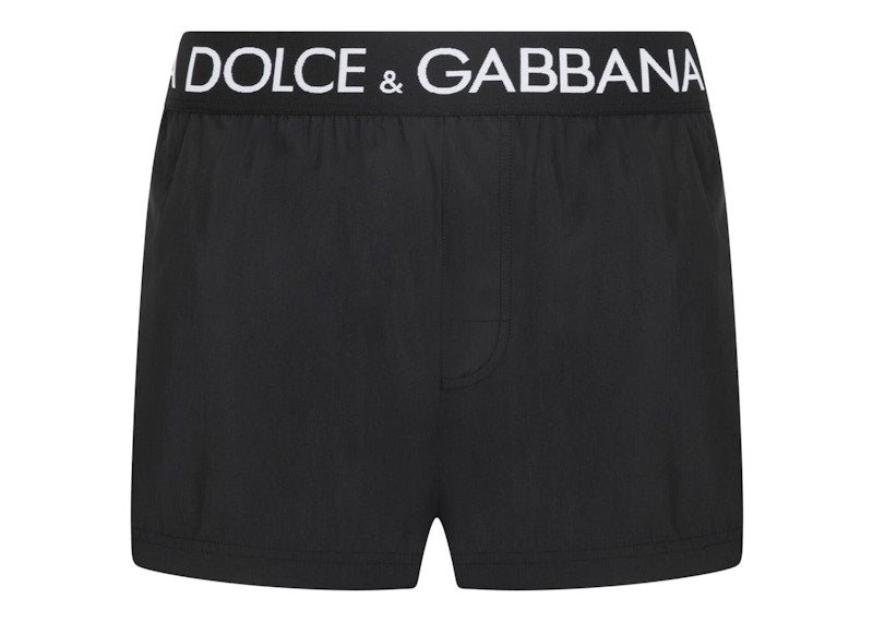 Dolce & Gabbana Logo Band Swim Shorts Black/White