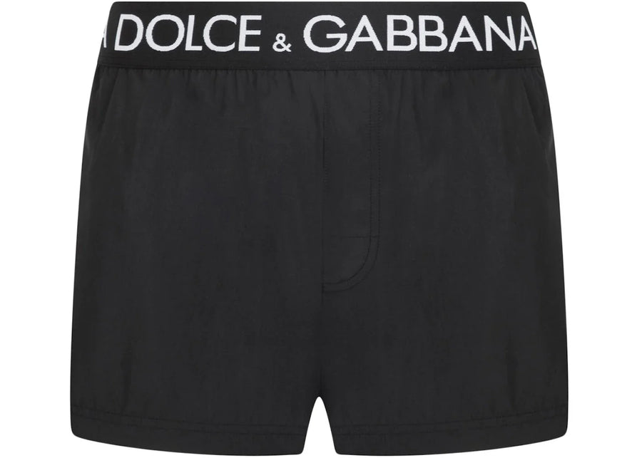 Dolce & Gabbana Logo Band Swim Shorts Black/White