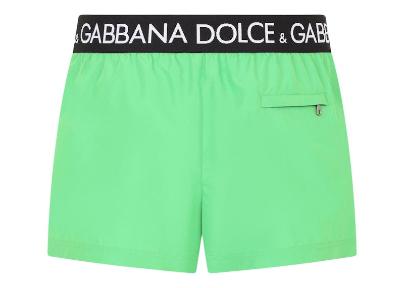Dolce & Gabbana Logo Band Swim Shorts Green/Black/White