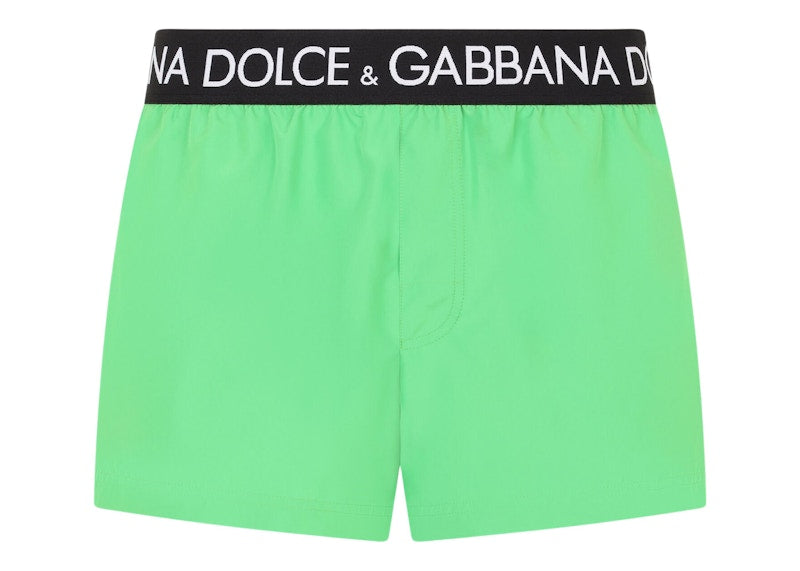 Dolce & Gabbana Logo Band Swim Shorts Green/Black/White
