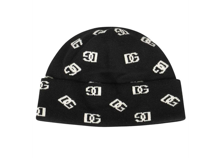 Dolce & Gabbana Logo Intarsia Beanie Black/White