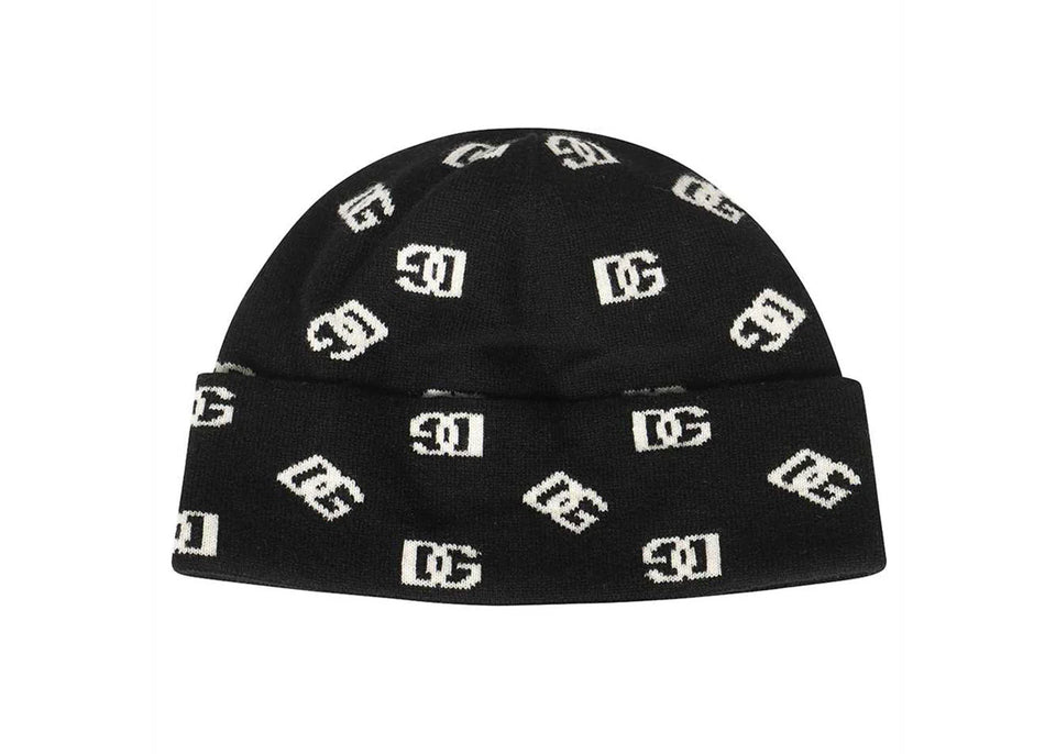 Dolce & Gabbana Logo Intarsia Beanie Black/White