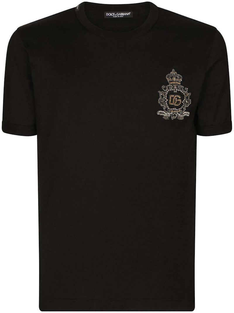 Dolce & Gabbana Logo-Patch Cotton T-Shirt Black
