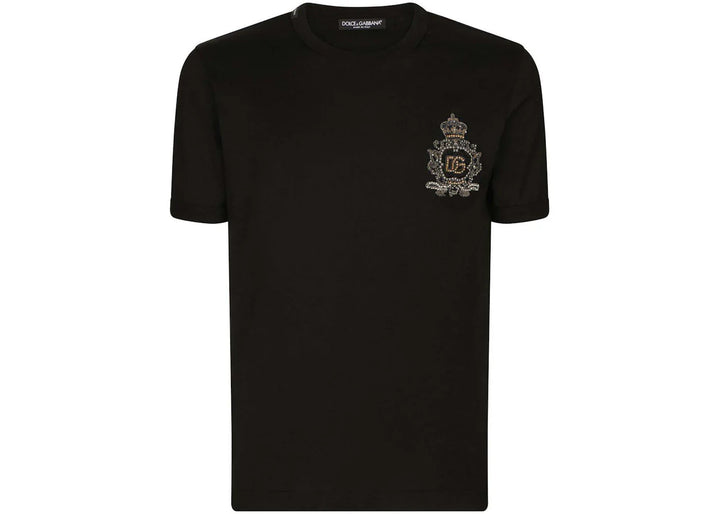 Dolce & Gabbana Logo-Patch Cotton T-Shirt Black