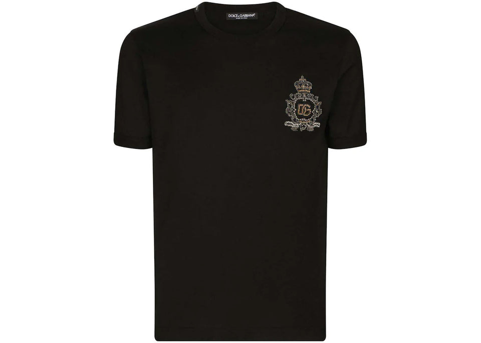 Dolce & Gabbana Logo-Patch Cotton T-Shirt Black