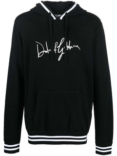 Dolce & Gabbana Logo-Print Detail Drawstring Hoodie Black