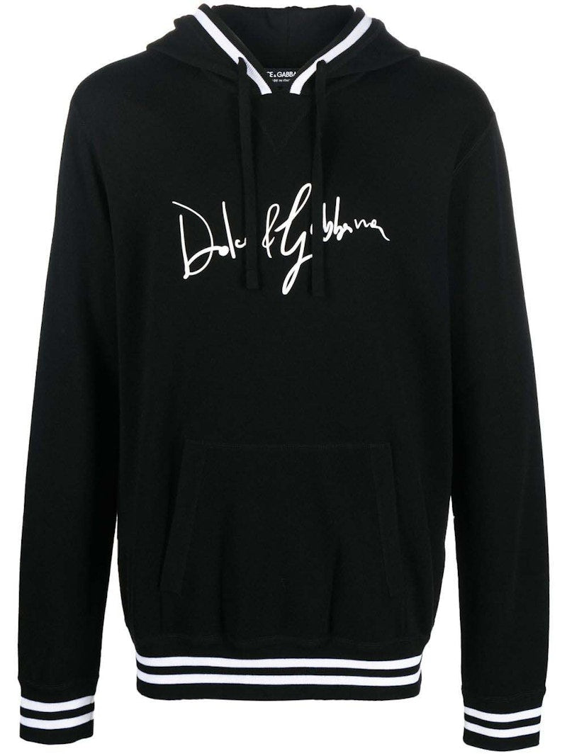 Dolce & Gabbana Logo-Print Detail Drawstring Hoodie Black