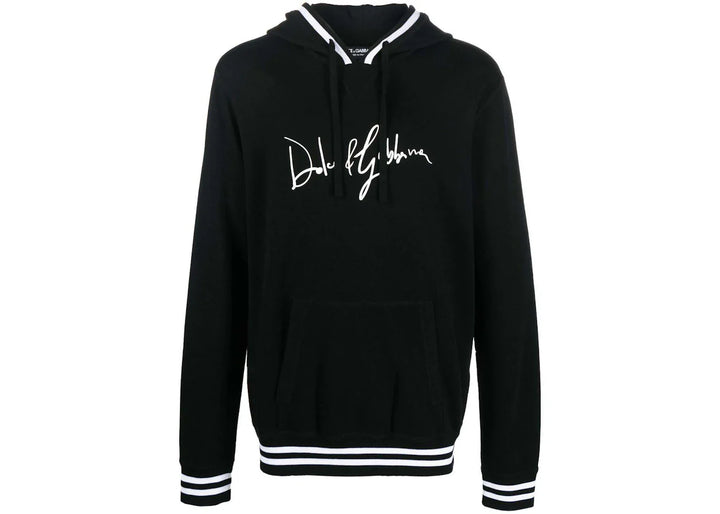 Dolce & Gabbana Logo-Print Detail Drawstring Hoodie Black