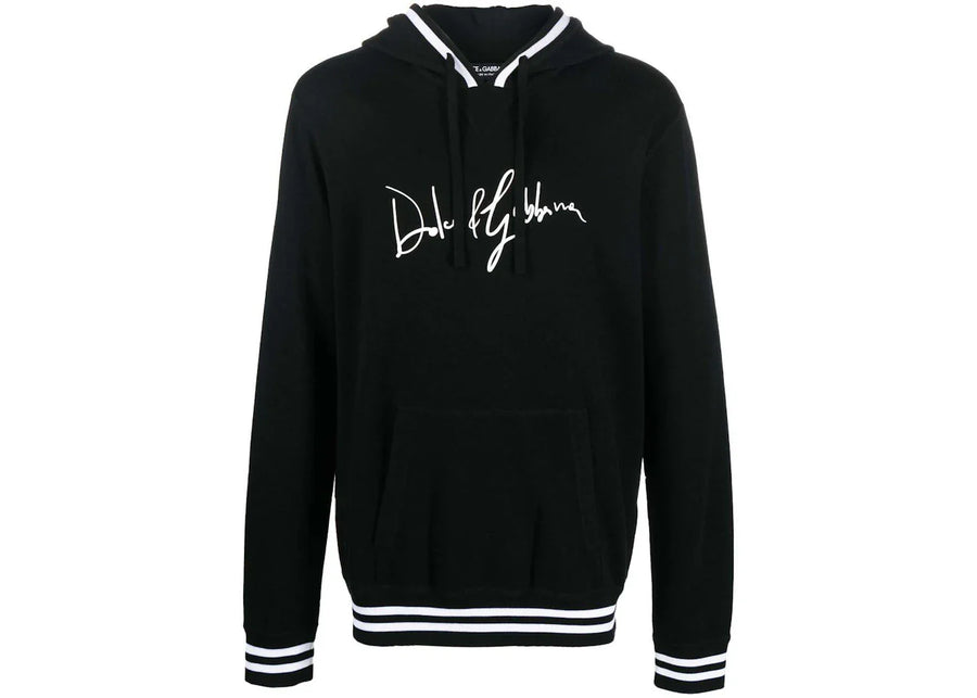 Dolce & Gabbana Logo-Print Detail Drawstring Hoodie Black