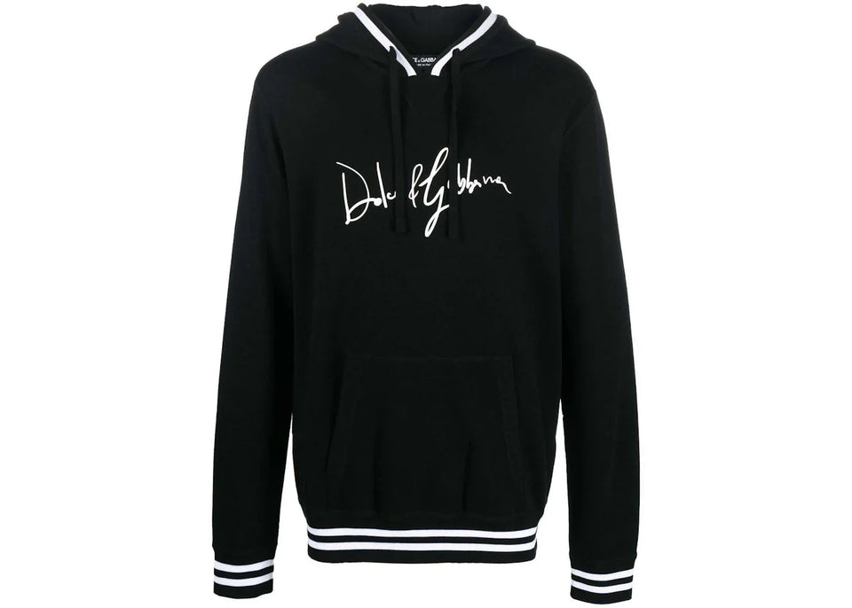 Dolce & Gabbana Logo-Print Detail Drawstring Hoodie Black