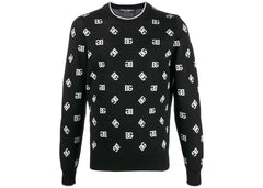 Dolce & Gabbana Logo-Print Fine-Knit Jumper Black/White