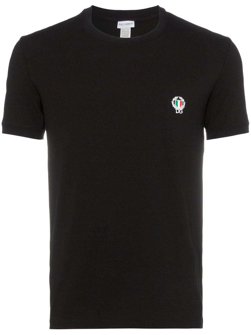 Dolce & Gabbana Logo Small Patch Cotton T-Shirt Black