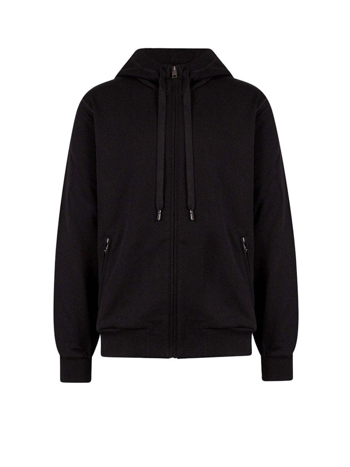 Dolce & Gabbana Man Cotton Stretch Frontal Logo Patch Sweatshirt Black