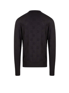 Dolce & Gabbana Man Silk All-Over Logo Sweater Black