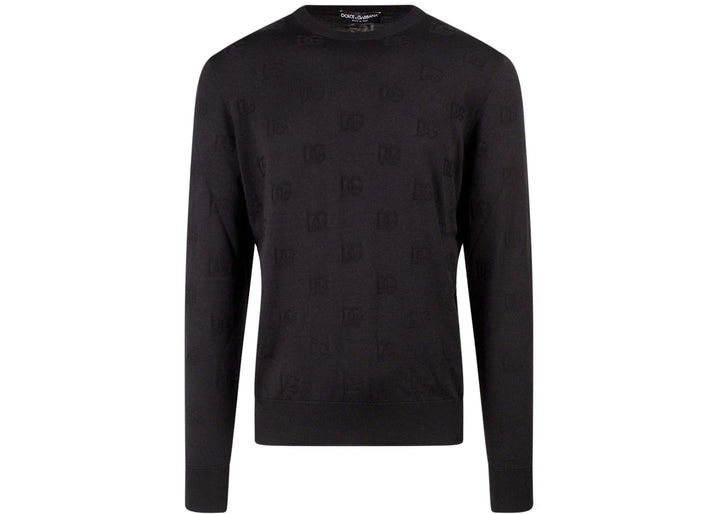 Dolce & Gabbana Man Silk All-Over Logo Sweater Black