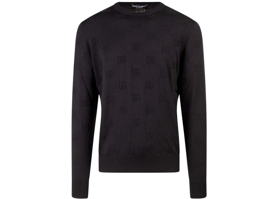 Dolce & Gabbana Man Silk All-Over Logo Sweater Black