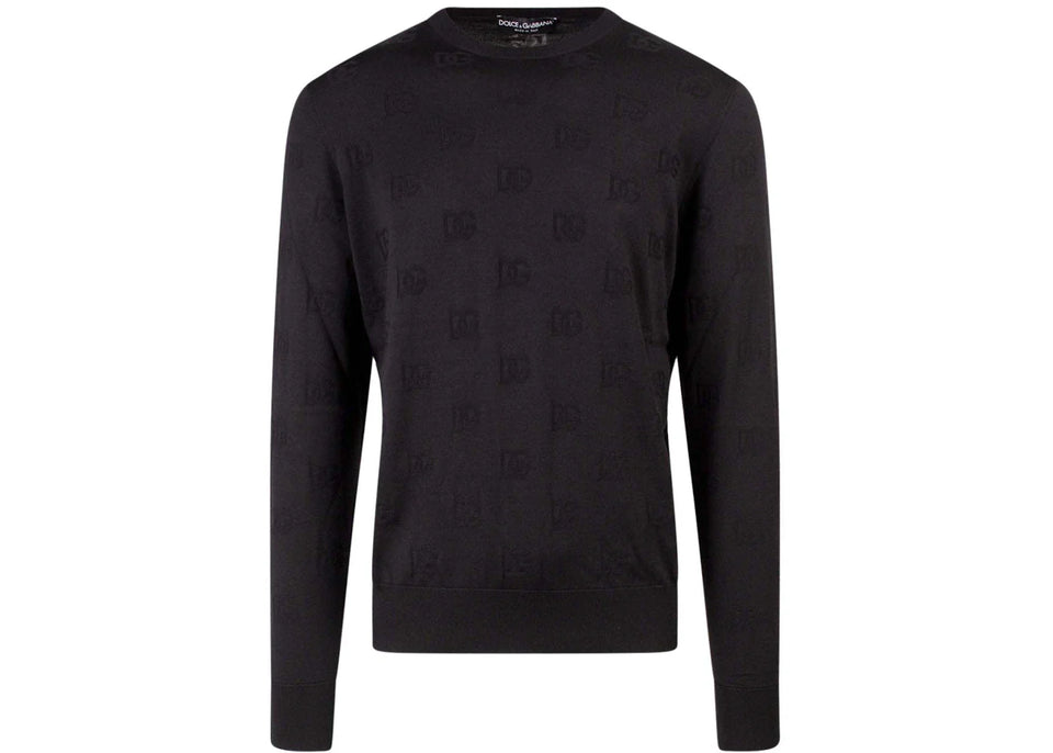 Dolce & Gabbana Man Silk All-Over Logo Sweater Black