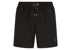 Dolce & Gabbana Mid Length Branded Plate Swim Trunks Black