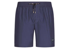 Dolce & Gabbana Mid Length Branded Plate Swim Trunks Blue