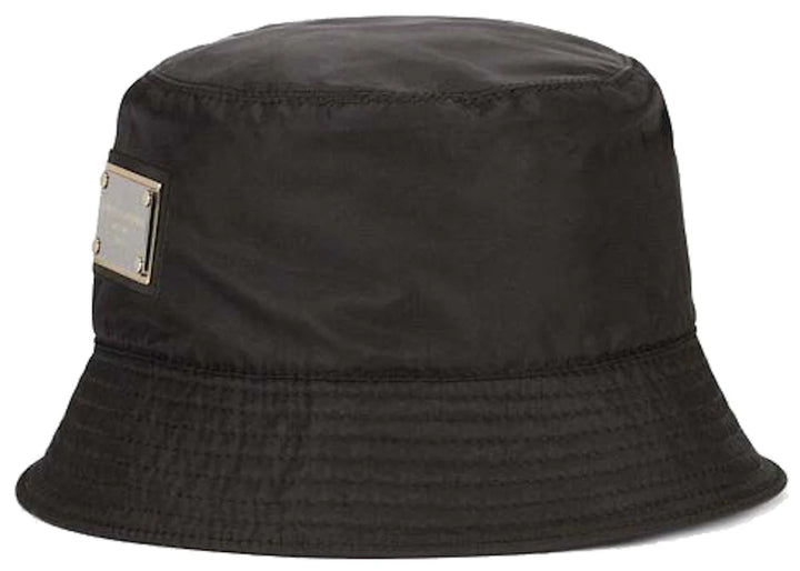 Dolce & Gabbana Nylon Branded Plate Bucket Hat Black