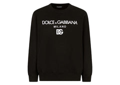 Dolce & Gabbana Printed Jersey DG Embroidery Sweatshirt Black
