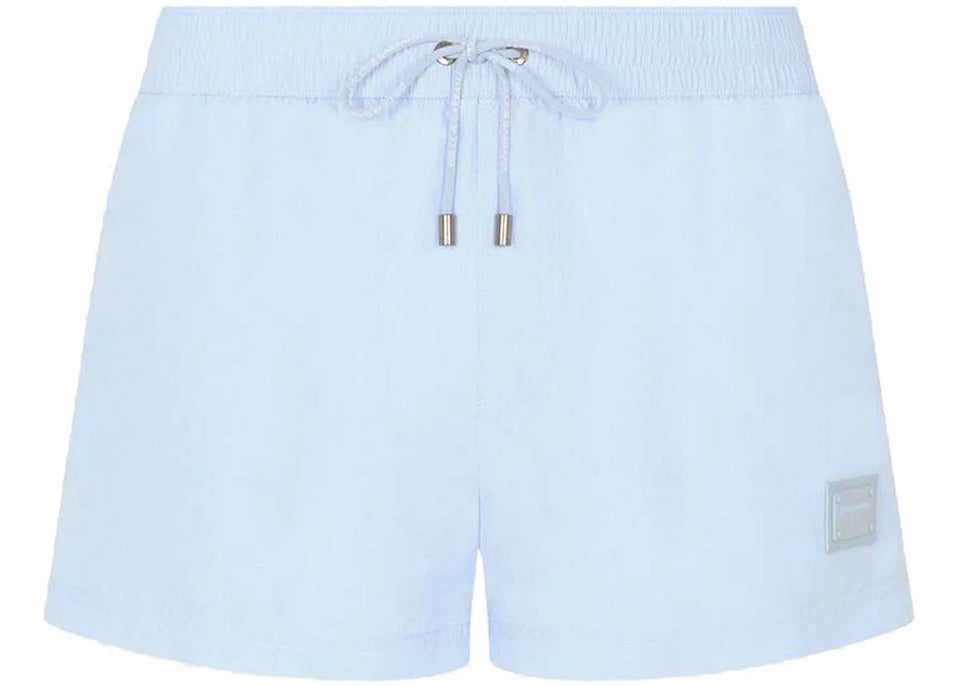 Dolce & Gabbana Shorts Branded Plate Swim Trunks Azure