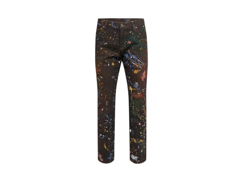 Dolce & Gabbana Straight Leg Painted Jeans Black Coffee