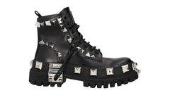 Dolce Gabbana Studded Combat Boots Lace Up (Women's) Black