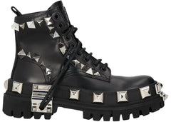 Dolce Gabbana Studded Combat Boots Lace Up (Women's) Black