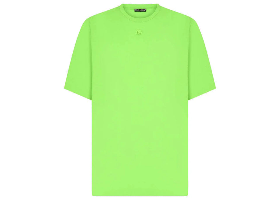 Dolce & Gabbana Technical Jersey Metallic DG Logo T-Shirt Green