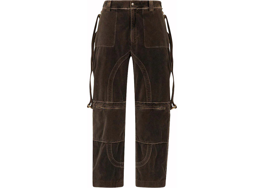 Dolce & Gabbana Velvet Cargo Trousers Brown
