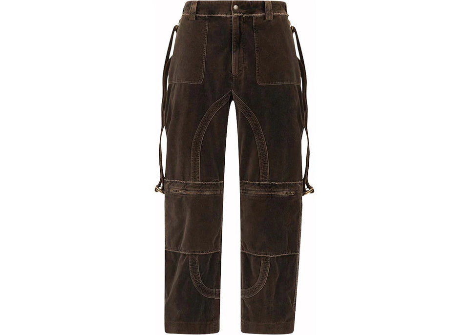 Dolce & Gabbana Velvet Cargo Trousers Brown