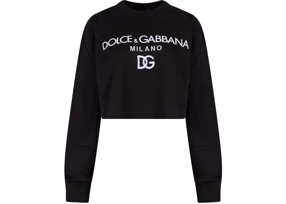 Dolce & Gabbana Woman Cotton Frontal Logo Sweatshirt Black