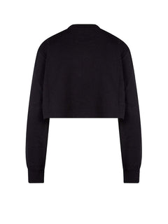 Dolce & Gabbana Woman Crop Fit Cotton DG Patch Sweatshirt Black