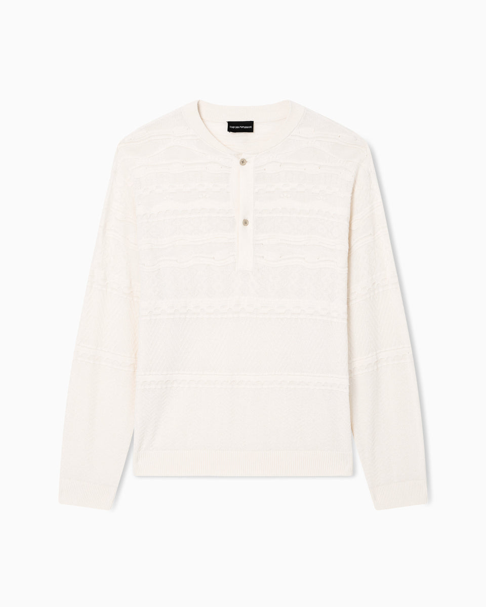 Emporio Armani Lyocell-blend, Henley neckline jumper