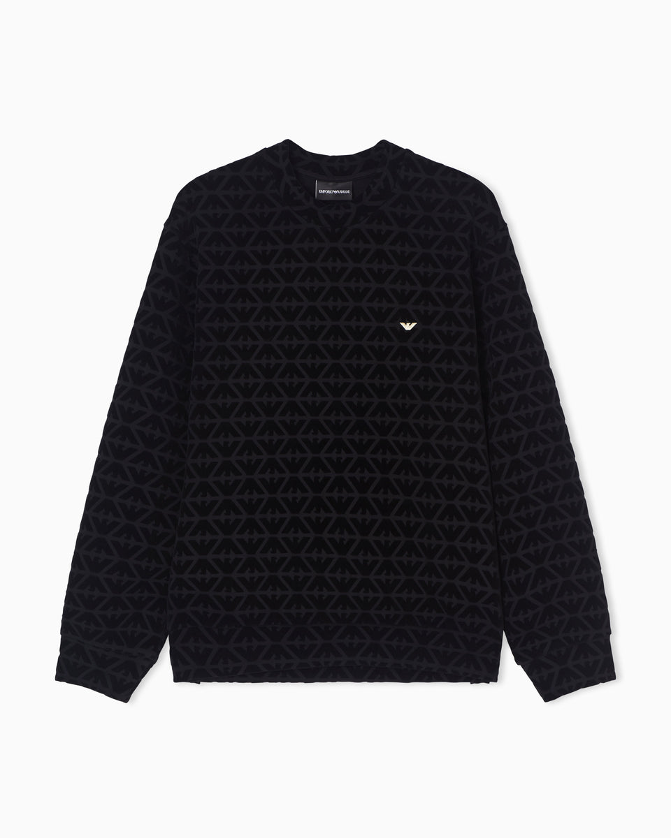 Emporio Armani Lunar New Year double-jersey sweatshirt with all-over flocked eagles