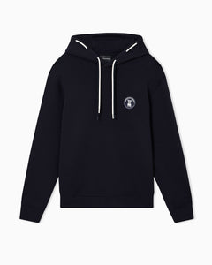 Emporio Armani Loose-fit hooded sweatshirt in double jersey with French bulldog patch