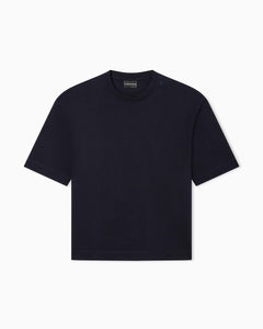 Emporio Armani Oversized heavy jersey T-shirt with micro eagle embroidery