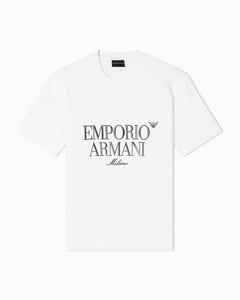 Emporio Armani Heavy jersey T-shirt with embossed logo embroidery