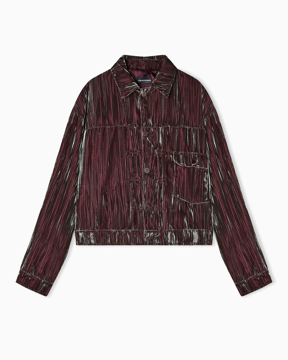 Emporio Armani Blouson in iridescent froissé velvet