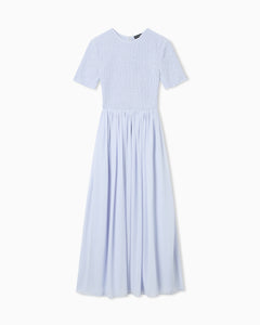 Emporio Armani Short-sleeved long dress in technical georgette