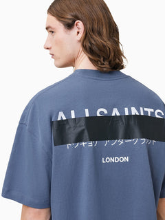 All Saints Blue Redact Shorts Sleeve T-Shirt