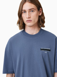 All Saints Blue Redact Shorts Sleeve T-Shirt