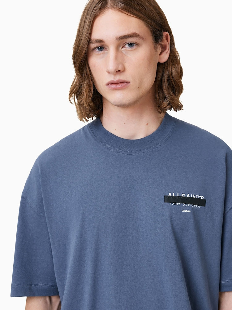 All Saints Blue Redact Shorts Sleeve T-Shirt
