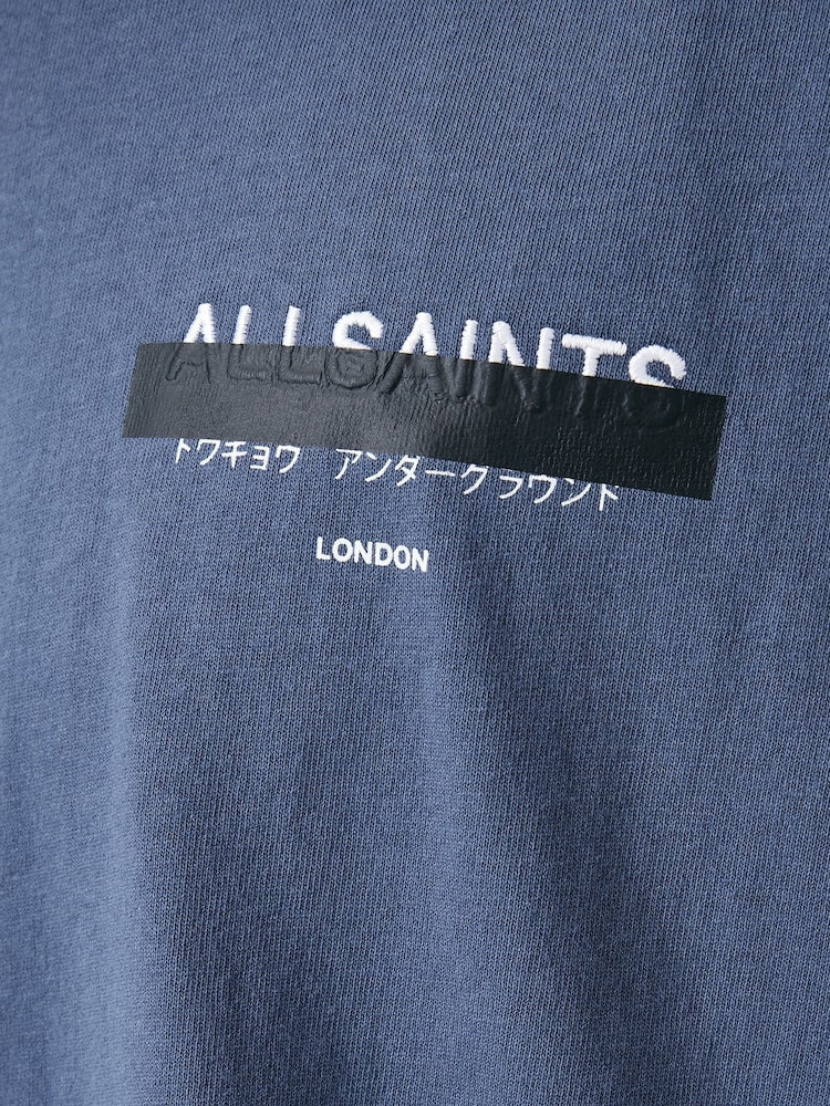 All Saints Blue Redact Shorts Sleeve T-Shirt