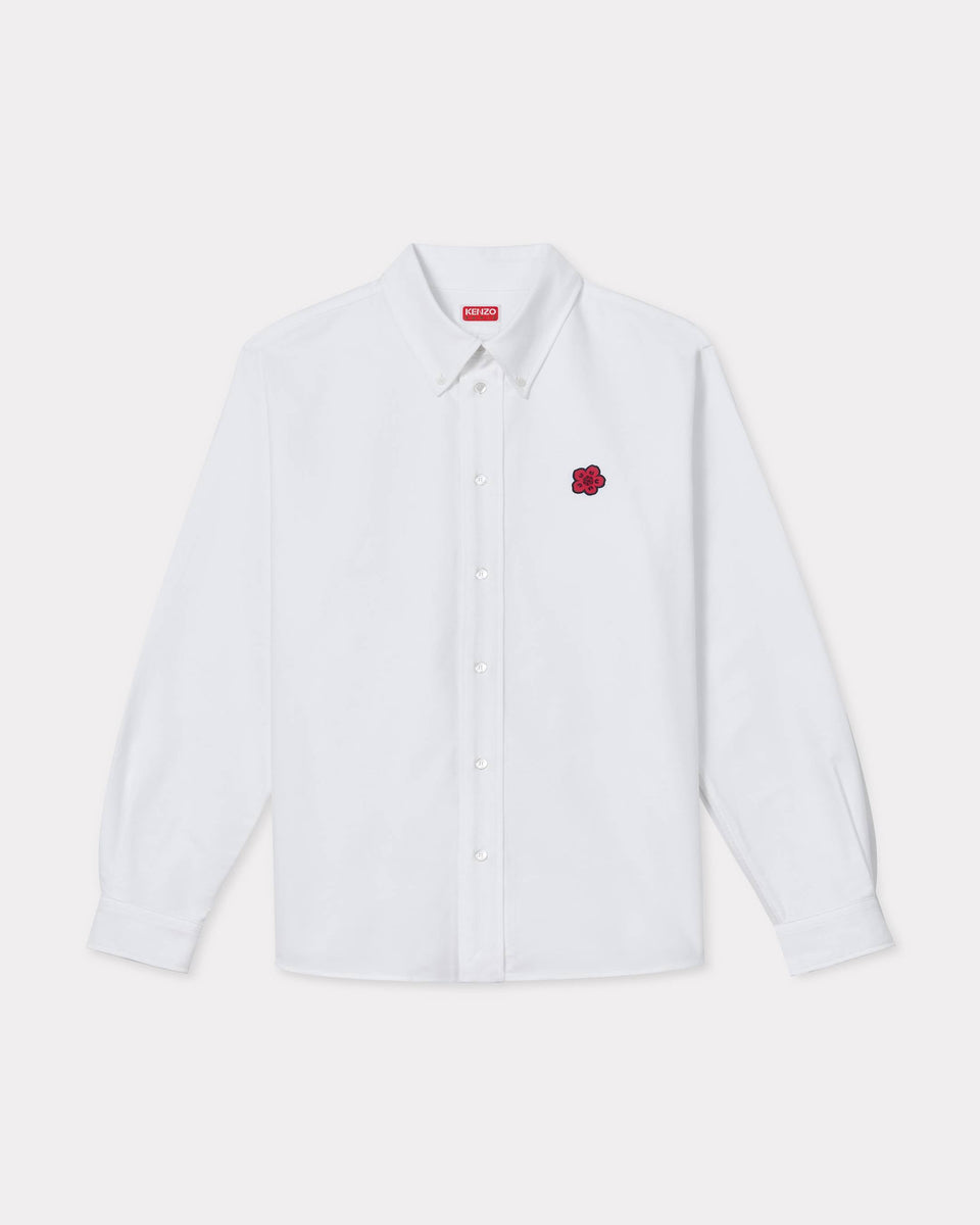 Kenzo Boke Flower Embroidered Shirt In Oxford Cotton White